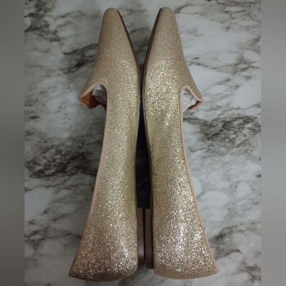 Report Gold Glitter Shimmer Pointed Toe Flats Size 8.5 - Picture 2 of 9